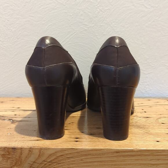 Etienne Aigner Vintage 'Trina' Block Heel Slip On Leather/Nylon Stretch Sz. 9M - Picture 10 of 13